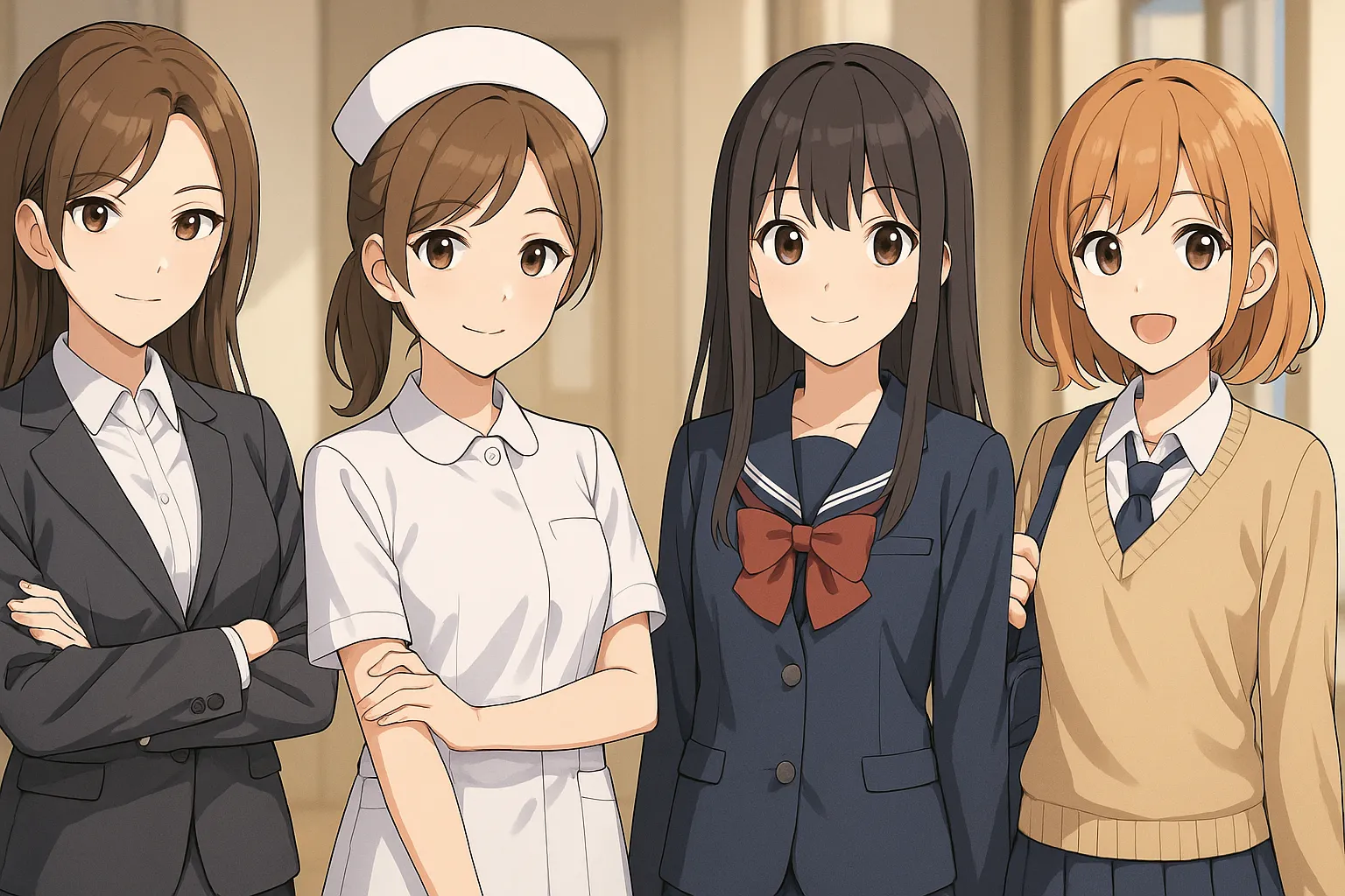 制服のバリエーション（オフィス・ナース・学生風など）